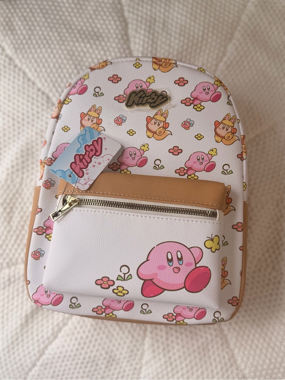 Kirby Mini Backpack in Pink and Tan